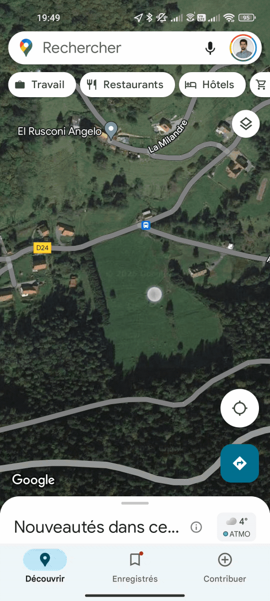 Animation montrant le processus de prise de point GPS