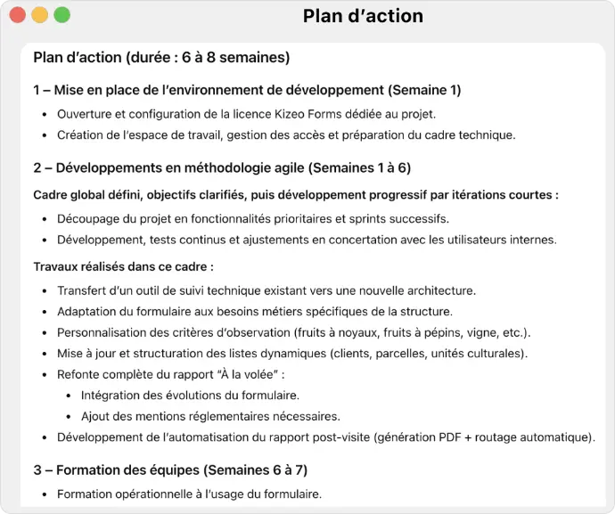 Plan d&#39;action de construction d&#39;un outil de formulaires mobiles pour conseillers agricoles